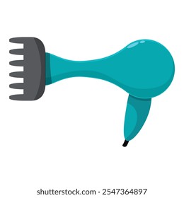 Turquoise hair dryer with diffuser attachment blowing hot air, perfect for creating volume and defining curls