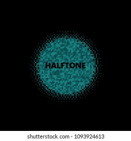 Turquoise halftone circles, dots pattern, vector, grunge. Comic texture background. Monochrome half-tone. Circle halftone Dots, color and black geometric gradient for pop art designs.