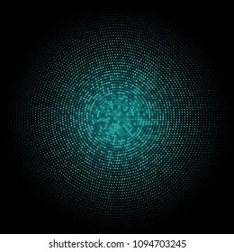 Turquoise halftone circles, dots pattern, vector, grunge. Comic texture background. Monochrome half-tone. Circle halftone Dots, color and black geometric gradient for pop art designs.