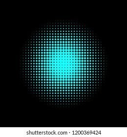 Turquoise halftone circles, dots pattern, vector, grunge. Comic texture background. Monochrome half-tone. Circle halftone Dots, Black and color geometric gradient for pop art designs.