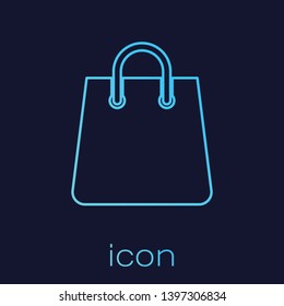 Turquoise Handbag line icon isolated on blue background. Shoping bag sign. Woman bag icon. Female handbag sign. Glamour casual baggage. Vector Illustration