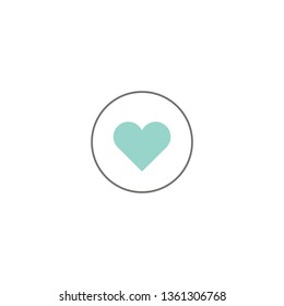 Turquoise heart in a circle. Vector graphics.
