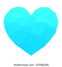 Turquoise heart drawn in the triangulation style. Vector eps 10