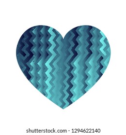 Turquoise heart with gradient and abstract texture isotated on white background. Element for greeting card, Valentine's Day, wedding, t-shirt. Creative concept. Vector illustration