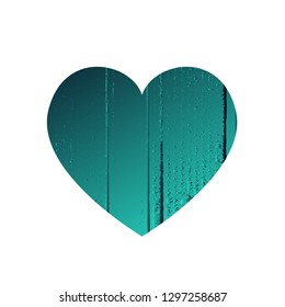 Turquoise heart with gradient and abstract texture isotated on white background. Element for greeting card, Valentine's Day, wedding. Creative concept. Vector illustration