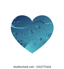 Turquoise heart with gradient and abstract texture isotated on white background. Element for greeting card, Valentine's Day, wedding. Creative concept. Vector illustration