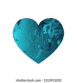 Turquoise heart with gradient and abstract texture isotated on white background. Element for greeting card, Valentine's Day, wedding. Creative concept. Vector illustration