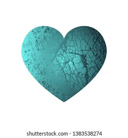 Turquoise heart with gradient and abstract texture isotated on white background. Element for greeting card, Valentine's Day, wedding. Creative concept. Vector illustration