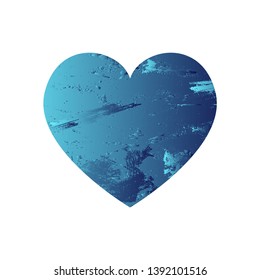 Turquoise heart with gradient and abstract texture isotated on white background. Element for greeting card, Valentine's Day, wedding. Creative concept. Vector illustration