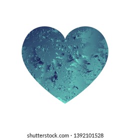 Turquoise heart with gradient and abstract texture isotated on white background. Element for greeting card, Valentine's Day, wedding. Creative concept. Vector illustration