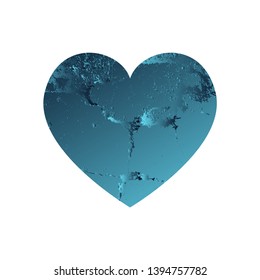 Turquoise heart with gradient and abstract texture isotated on white background. Element for greeting card, Valentine's Day, wedding. Creative concept. Vector illustration