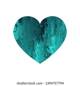 Turquoise heart with gradient and abstract texture isotated on white background. Element for greeting card, Valentine's Day, wedding. Creative concept. Vector illustration