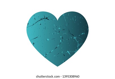 Turquoise heart with gradient and abstract texture isotated on white background. Element for greeting card, Valentine's Day, wedding. Creative concept. Vector illustration