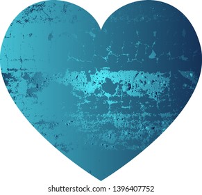 Turquoise heart with gradient and abstract texture isotated on white background. Element for greeting card, Valentine's Day, wedding. Creative concept. Vector illustration