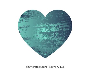 Turquoise heart with gradient and abstract texture isotated on white background. Element for greeting card, Valentine's Day, wedding. Creative concept. Vector illustration