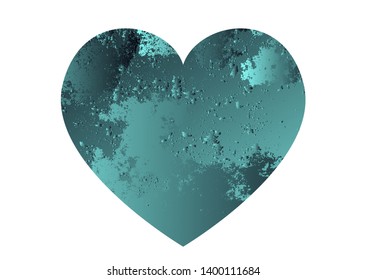 Turquoise heart with gradient and abstract texture isotated on white background. Element for greeting card, Valentine's Day, wedding. Creative concept. Vector illustration