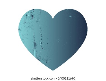 Turquoise heart with gradient and abstract texture isotated on white background. Element for greeting card, Valentine's Day, wedding. Creative concept. Vector illustration