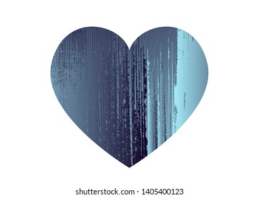 Turquoise heart with gradient and abstract texture isotated on white background. Element for greeting card, Valentine's Day, wedding. Creative concept. Vector illustration