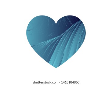 Turquoise heart with gradient and abstract texture isotated on white background. Element for greeting card, Valentine's Day, wedding. Creative concept. Vector illustration