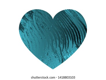 Turquoise heart with gradient and abstract texture isotated on white background. Element for greeting card, Valentine's Day, wedding. Creative concept. Vector illustration