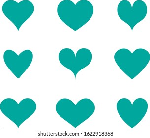 Turquoise heart icon vector. Flat love icon isolated on white. Heart vector for love logo, heart symbol, shape icon and Valentine's day. Cute heart icon for shape design, vector template