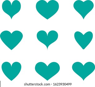 Turquoise heart icon vector. Flat love icon isolated on white. Heart vector for love logo, heart symbol, shape icon and Valentine's day. Cute heart icon for shape design, vector template