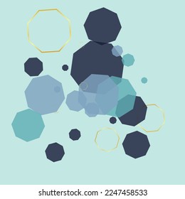 Turquoise Hexagon Background Blue Vector. Line Interactive Background. Biology Backdrop. Dark Blue Polygon Graphic. Cell Wallpaper.