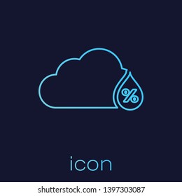 Turquoise Humidity line icon isolated on blue background. Weather and meteorology, cloud, thermometer symbol. Vector Illustration