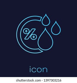 Turquoise Humidity line icon isolated on blue background. Weather and meteorology, thermometer symbol. Vector Illustration