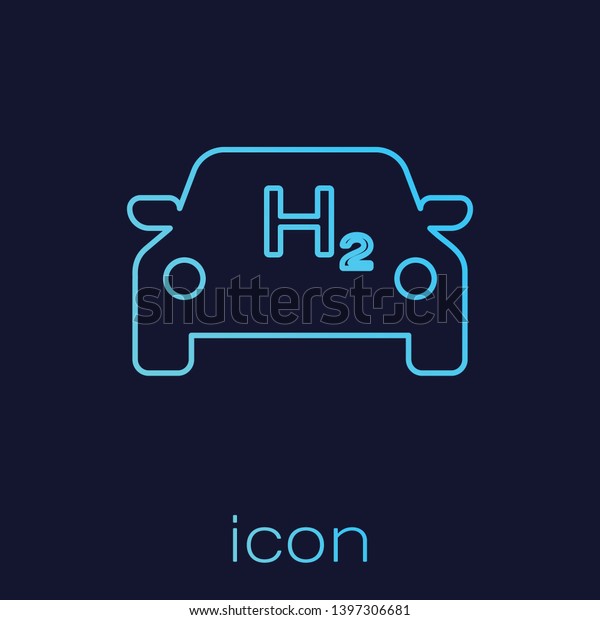 Turquoise Hydrogen car line\
icon isolated on blue background. H2 station sign. Hydrogen fuel\
cell car eco environment friendly zero emission. Vector\
Illustration