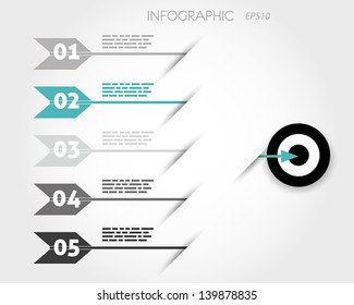 turquoise infographic with arrows and target. infographic concept.