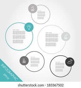 turquoise infographic circels with icons. infographic concept.