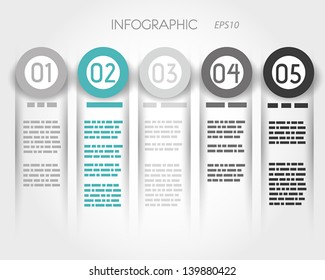turquoise infographic columns with five options. infographic concept.