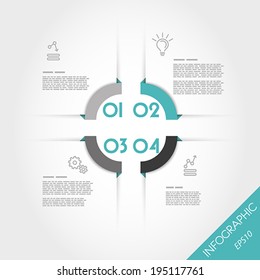 turquoise infographic corner template with four elements. infographic concept.