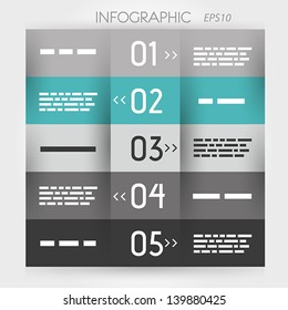 turquoise infographic five options. infographic concept.