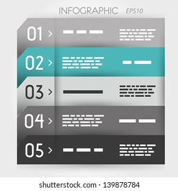 turquoise infographic five options notebook. infographic concept.