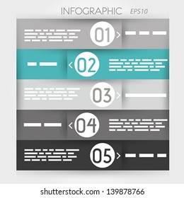 turquoise infographic five options in rings zig-zag. infographic concept.