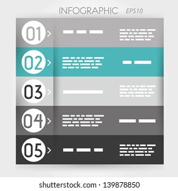turquoise infographic five options in rings. infographic concept.