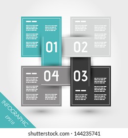 turquoise infographic four linked squares. infographic concept.