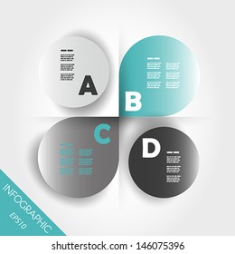 turquoise infographic four rounded elements. infographic concept.