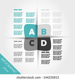 turquoise infographic four rounded squares in middle. infographic concept.