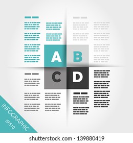 turquoise infographic four squares in middle. infographic concept.