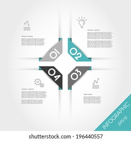 turquoise infographic rectangular corner template with four elements. infographic concept.