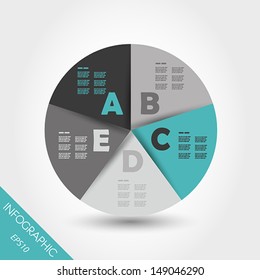 turquoise infographic ring with five options. infographic concept.
