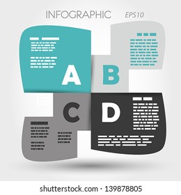 turquoise infographic rounded squares ABCD. infographic concept.