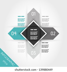 turquoise infographics wit arrow and square in middle. infographic concept.
