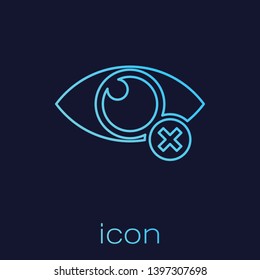 Turquoise Invisible or hide line icon isolated on blue background. Vector Illustration