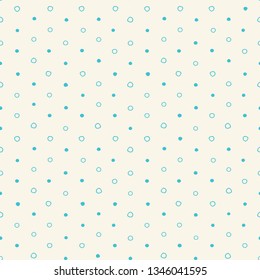 Turquoise irregular polka dots circles vector seamless pattern. Cute seamless pattern. Turquoise circles on bright background. Vector illustration. Surface pattern design for fabric, wallpaper