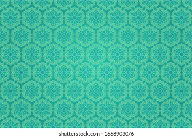 Fondo geométrico islamico turquesa. Basado en ornamentos étnicos. Fondo para elegantes tarjetas de felicitación musulmana.