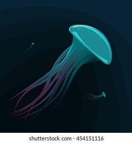turquoise jellyfish under water